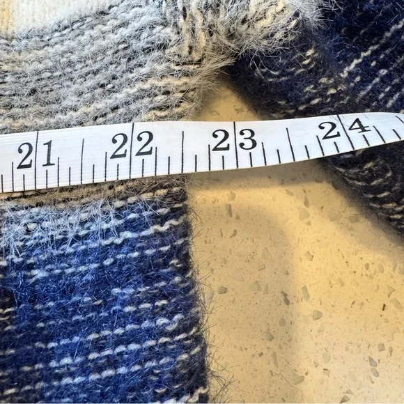 Fate Striped Colorblock Cozy Knit Sweater Cream Tan Navy XL - Picture 3 of 6